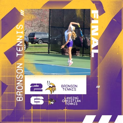 Bronson loses tennis match to Lansing Christian 6-2